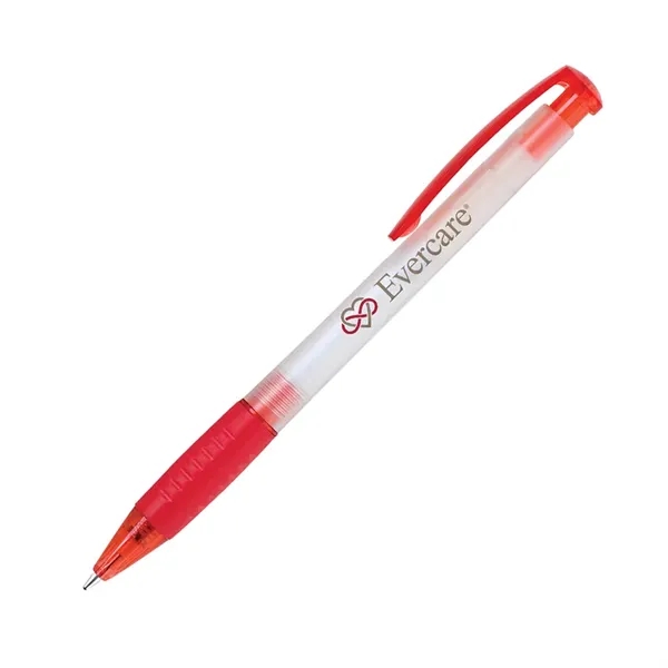 Click action retractable ballpoint with frosted white barrel, colorful rubber grip... from ASI 68190 Lungsal / Lungsal