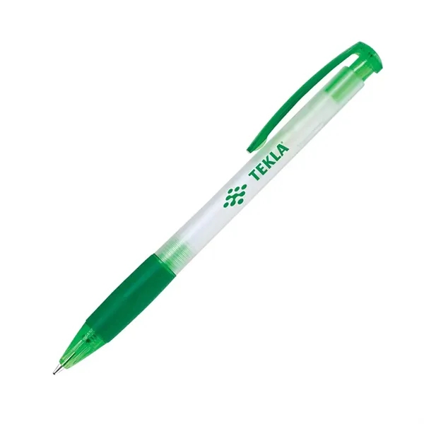 Click action retractable ballpoint with frosted white barrel, colorful rubber grip... from ASI 68190 Lungsal / Lungsal