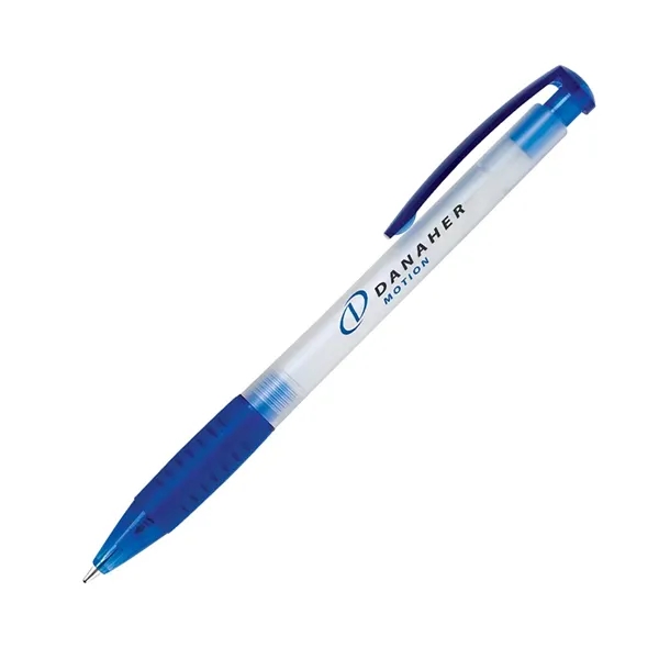 Click action retractable ballpoint with frosted white barrel, colorful rubber grip... from ASI 68190 Lungsal / Lungsal