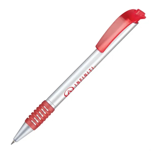 Stylish click action ballpoint with matte silver barrel, colorful clip and... from ASI 68190 Lungsal / Lungsal