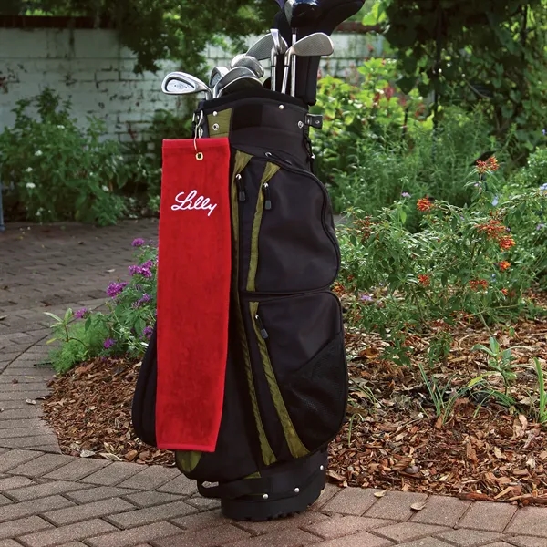 Tri-fold terry velour, dobby hemmed, 100% heavyweight cotton golf towel with... from ASI 79750 Pro Towels