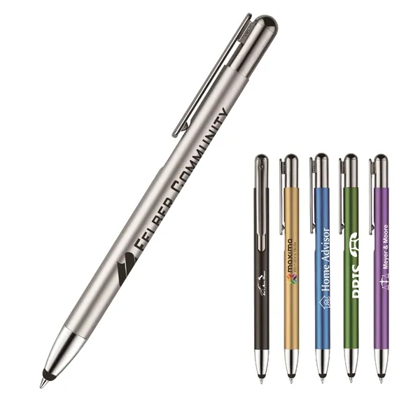 Denton plunger-action stylus pen with a sleek satin, metal barrel, chrome... from ASI 82498 RiteLine LLC