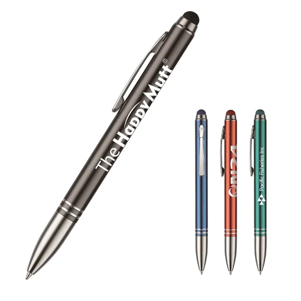 Tyler twist-action pen with a matching stylus, glossy metallic barrel, and... from ASI 82498 RiteLine LLC