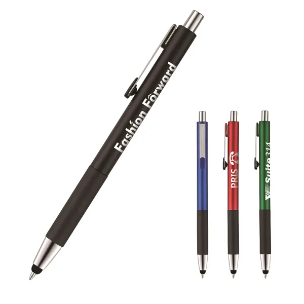 Shiner plunger-action stylus pen with a straight, metallic barrel featuring a... from ASI 82498 RiteLine LLC
