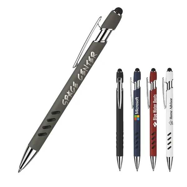 Addison soft plunger-action stylus pen with a straight rubberized barrel, chrome... from ASI 82498 RiteLine LLC
