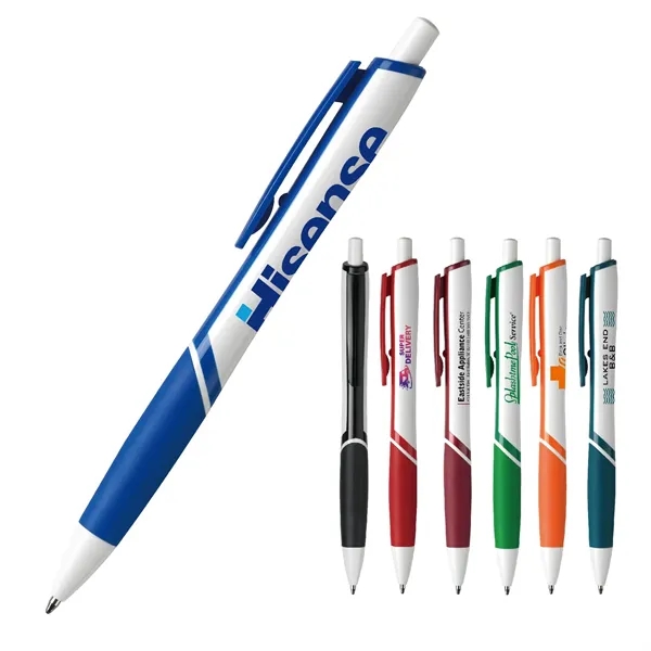 Hico Prime plunger-action pen with a bright white contoured barrel, tip... from ASI 82498 RiteLine LLC