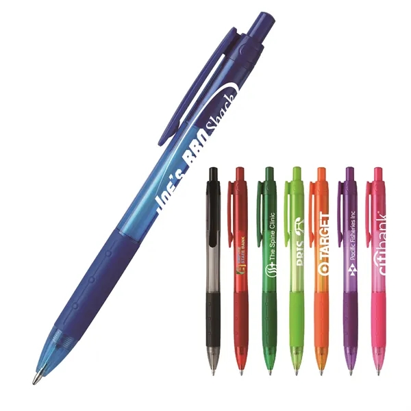 Retractable style pen with translucent barrel and clip, black ink and... from ASI 82498 RiteLine LLC