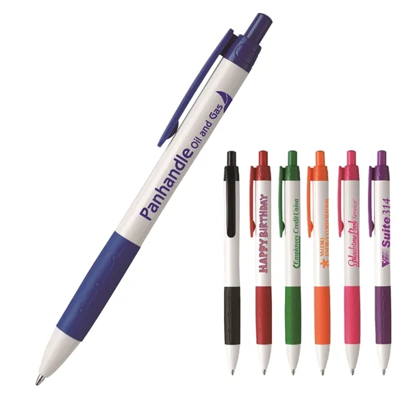 Retractable style pen with bright white barrel and tip, black ink... from ASI 82498 RiteLine LLC