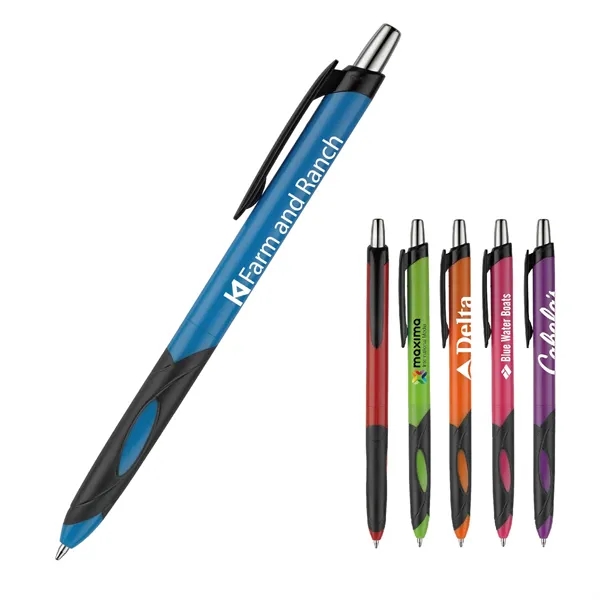 Del Rio Vivid plunger-action pen with an opaque colored barrel and... from ASI 82498 RiteLine LLC