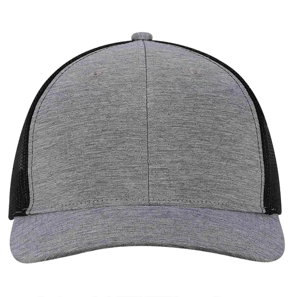 High profile, structured,6 panel, synthetic linen, 100% polyester trucker mesh cap.... from ASI 80129 Quake City Caps