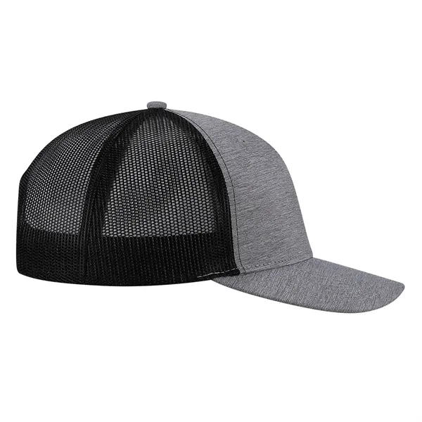 High profile, structured,6 panel, synthetic linen, 100% polyester trucker mesh cap.... from ASI 80129 Quake City Caps