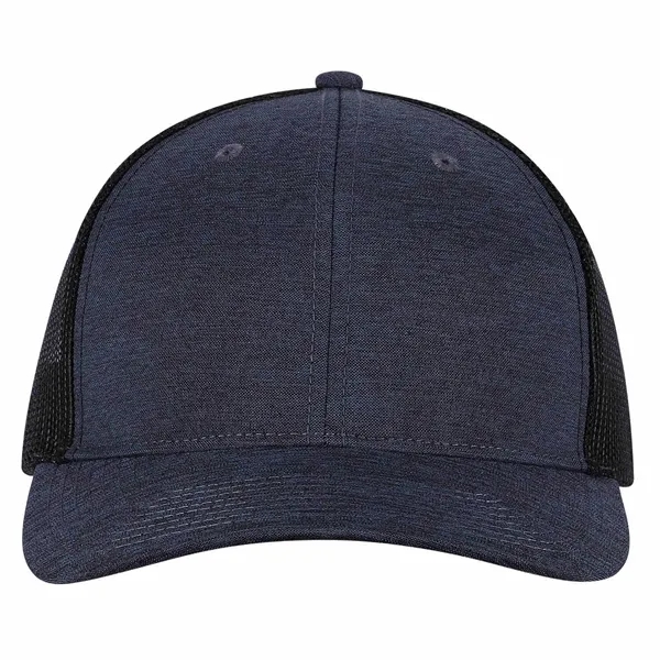 High profile, structured,6 panel, synthetic linen, 100% polyester trucker mesh cap.... from ASI 80129 Quake City Caps