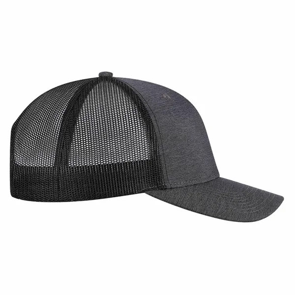 High profile, structured,6 panel, synthetic linen, 100% polyester trucker mesh cap.... from ASI 80129 Quake City Caps