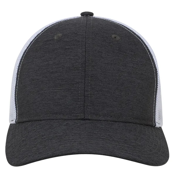 High profile, structured,6 panel, synthetic linen, 100% polyester trucker mesh cap.... from ASI 80129 Quake City Caps