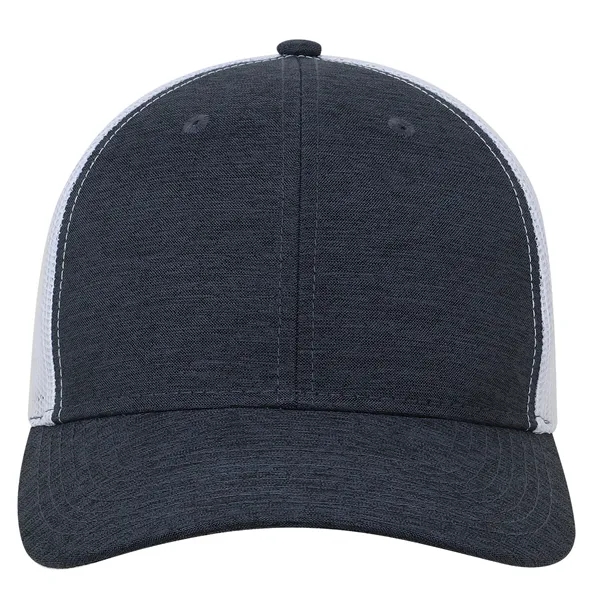 High profile, structured,6 panel, synthetic linen, 100% polyester trucker mesh cap.... from ASI 80129 Quake City Caps