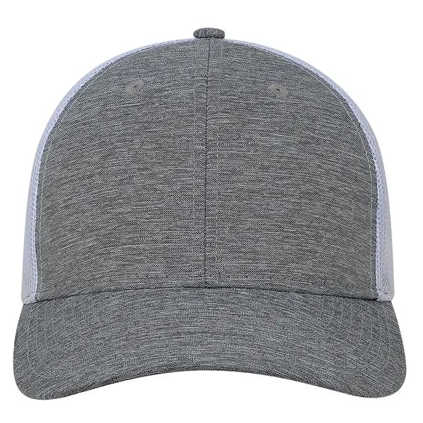 High profile, structured,6 panel, synthetic linen, 100% polyester trucker mesh cap.... from ASI 80129 Quake City Caps
