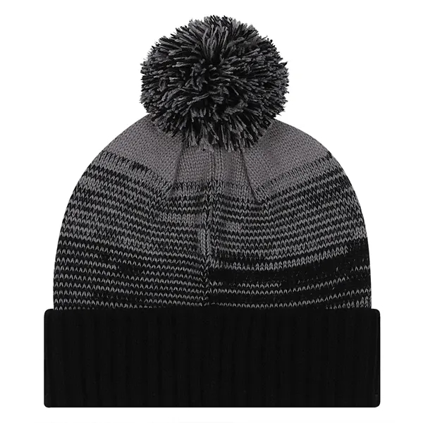 Knit cuffed 11" beanie with gradient pattern and pom.... from ASI 80129 Quake City Caps
