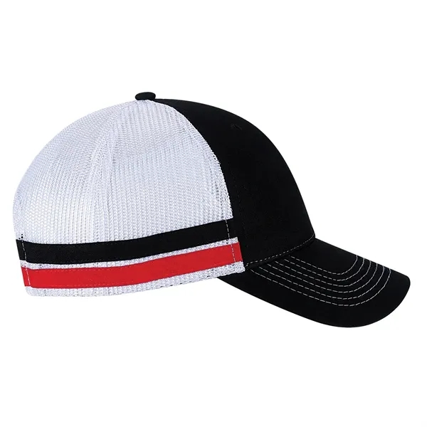 Six panel trucker cap with side taping cap.... from ASI 80129 Quake City Caps