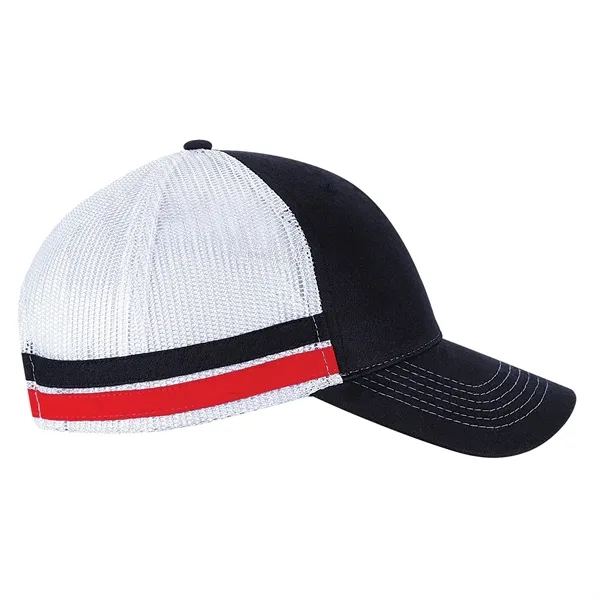 Six panel trucker cap with side taping cap.... from ASI 80129 Quake City Caps