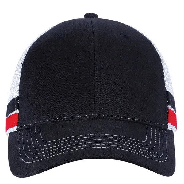 Six panel trucker cap with side taping cap.... from ASI 80129 Quake City Caps