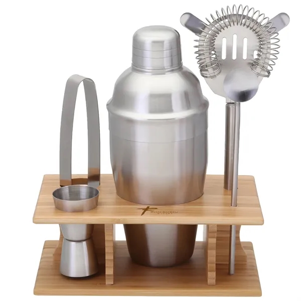 Stainless Steel Shaker Set in Bamboo Stand.... from ASI 46755 Cosmo Promos