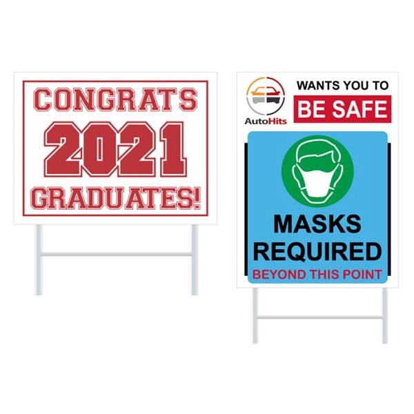 18" x 24" corrugated plastic sign with full color customization.... from ASI 55675 Galaxy Balloons Inc / Galaxy Balloons Inc