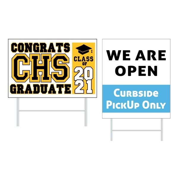 12" x 18" corrugated plastic sign with full color customization.... from ASI 55675 Galaxy Balloons Inc / Galaxy Balloons Inc