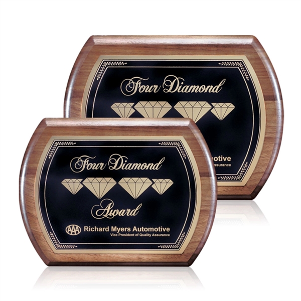 Hand rubbed American walnut oval wall plaque with a solid brass... from ASI 84592 St Regis Group / St Regis