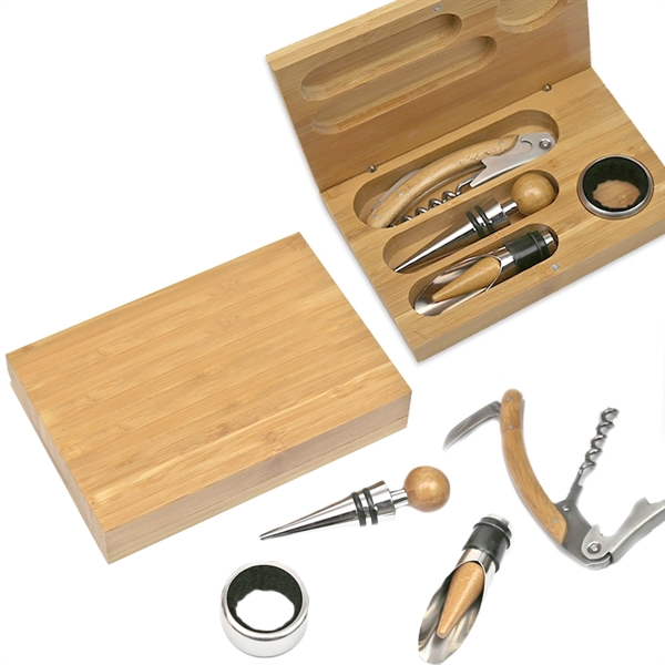 BAMBOO WINE SET, 4 PCS... from ASI 73010 Natico Originals Inc / Natico Originals