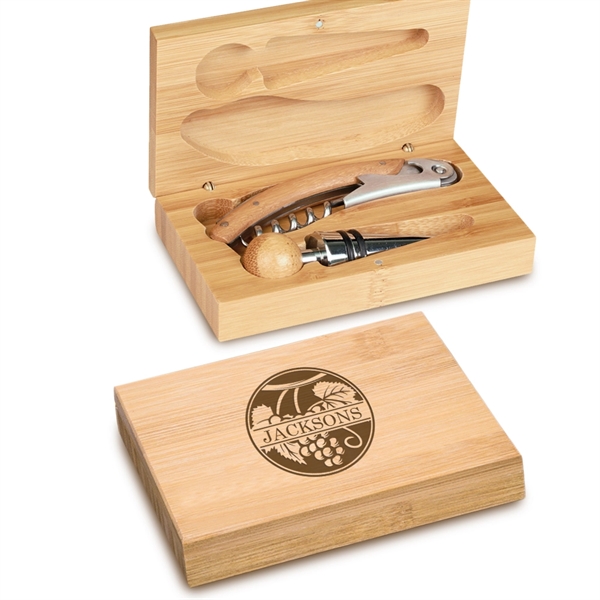 BAMBOO WINE SET, 4 PCS... from ASI 73010 Natico Originals Inc / Natico Originals