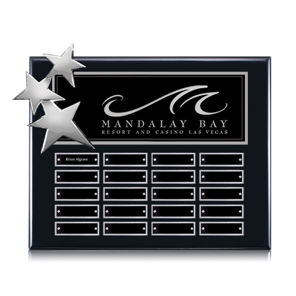 High gloss piano ebony finish horizontal plaque with star design and... from ASI 84592 St Regis Group / St Regis