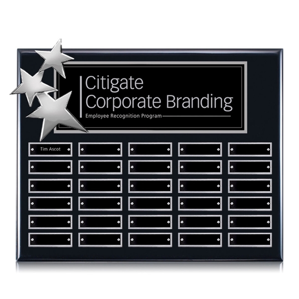 High gloss piano ebony finish horizontal plaque with star design and... from ASI 84592 St Regis Group / St Regis