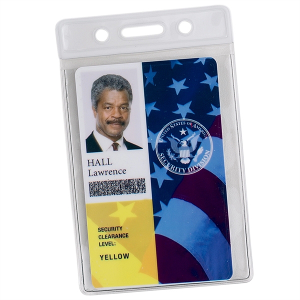 Clear vinyl vertical card holder with colored top. Blank.... from ASI 49470 DEVARA