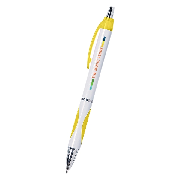 Sassy plunger action pen with rubber grip for writing comfort and... from ASI 61125 Hit Promotional Products / Hit®