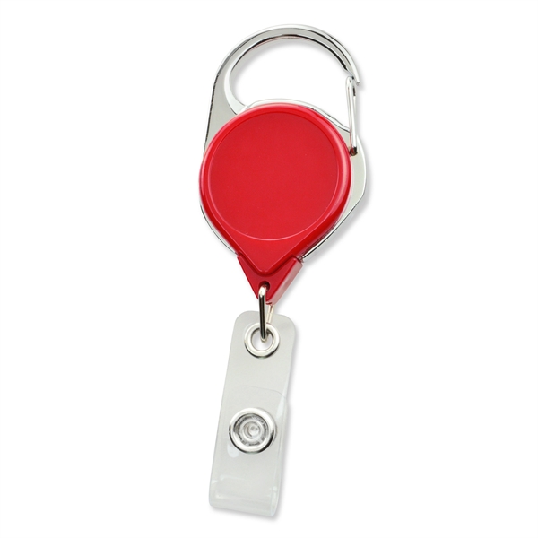 Heavy-duty, custom carabiner badge reels feature a chrome pressure release latch... from ASI 79898 Promovision / PROMOVISION