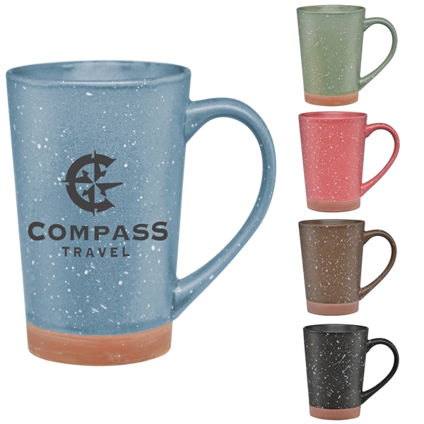 16 oz. ceramic mug with a retro speckle design and terra... from ASI 71920 Moderne Glass Company Inc / Glass America®