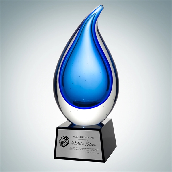 Art Glass Rain Drop Award with Silver Plate.... from ASI 47791 Best Deal Awards