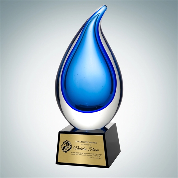 Art Glass Rain Drop Award with Gold Plate.... from ASI 47791 Best Deal Awards