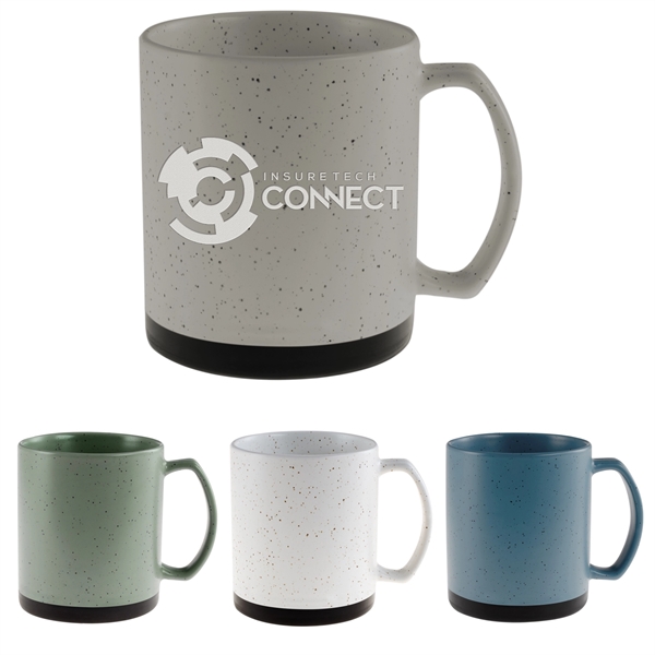 20 oz. ceramic mug with a retro speckle design and black... from ASI 71920 Moderne Glass Company Inc / Glass America®