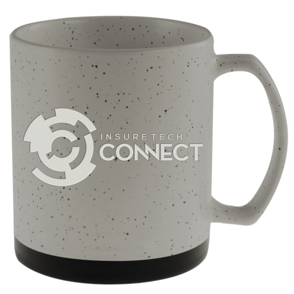 20 oz. ceramic mug with a retro speckle design and black... from ASI 71920 Moderne Glass Company Inc / Glass America®
