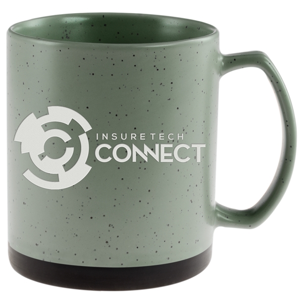 20 oz. ceramic mug with a retro speckle design and black... from ASI 71920 Moderne Glass Company Inc / Glass America®