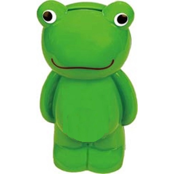 Plastic green frog shaped coin bank with top slot for inserting... from ASI 31977 Adline Industries Inc