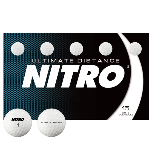 Nitro Ultimate Distance golf balls; Box contains 15 white balls and... from ASI 38120 Ball Pro / Diversified Quality Kitchenware