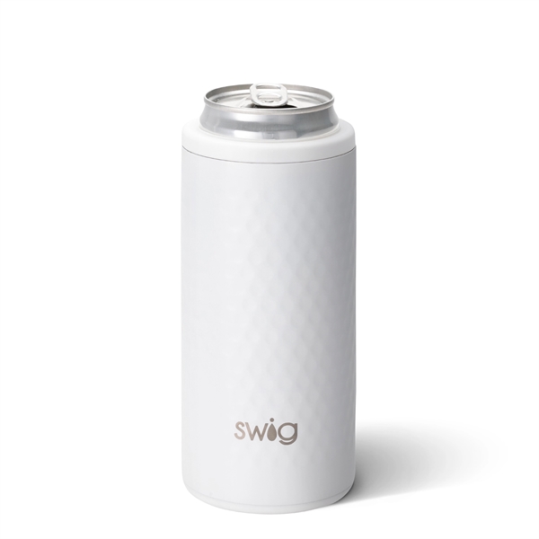 2.75" x 2.75" x 6.25" stainless steel can sleeve with golf-inspired... from ASI 61005 Hirsch Gift Inc