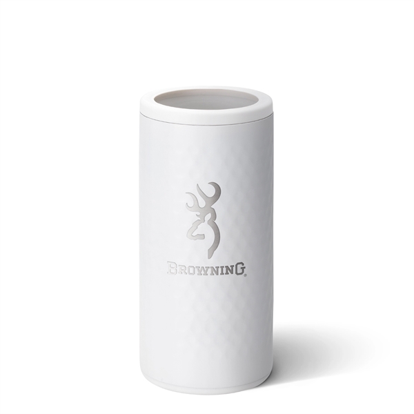 2.75" x 2.75" x 6.25" stainless steel can sleeve with golf-inspired... from ASI 61005 Hirsch Gift Inc
