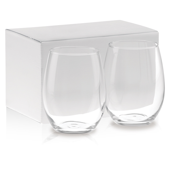 Set of two, 21 oz. stemless white wine glasses in a... from ASI 71920 Moderne Glass Company Inc / Glass America®