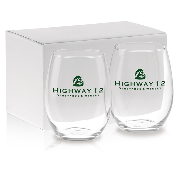 Set of two, 21 oz. stemless white wine glasses in a... from ASI 71920 Moderne Glass Company Inc / Glass America®