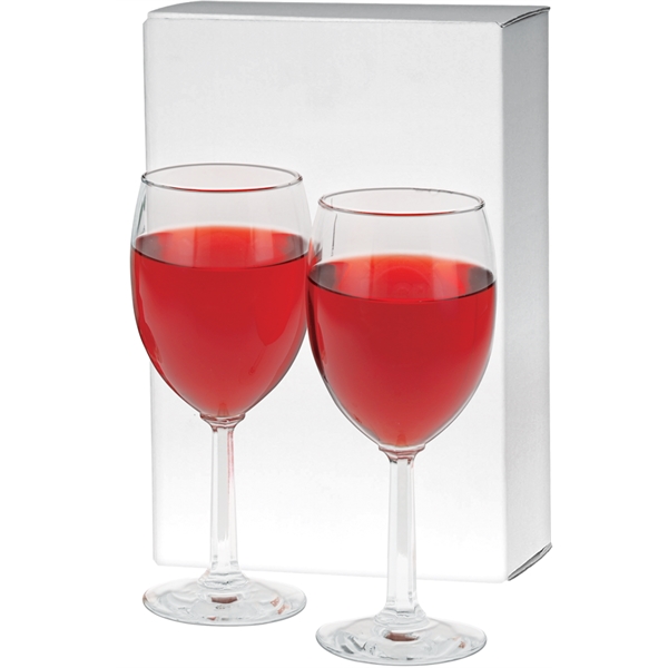 Set of two 8 oz. wine glasses with a white gift... from ASI 71920 Moderne Glass Company Inc / Glass America®