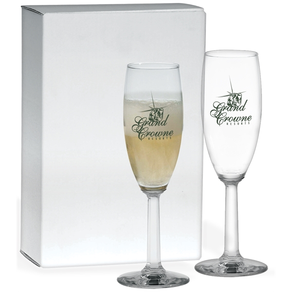Set of two, 6 oz. Napa Valley champagne flute glass gift... from ASI 71920 Moderne Glass Company Inc / Glass America®