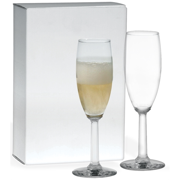 Set of two, 6 oz. Napa Valley champagne flute glass gift... from ASI 71920 Moderne Glass Company Inc / Glass America®